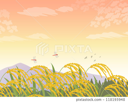 稻穗與秋天風景_圖像背景 118193948