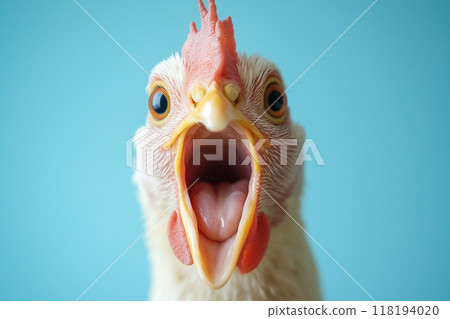 雞帶著驚訝的表情 雞帶著驚訝的表情 118194020