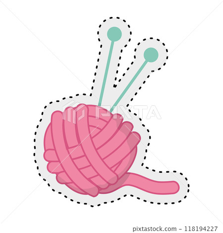 wool with knitting needles Vector 118194227