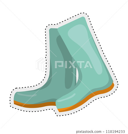 rain boots Autumn clothes sticker icon Vector 118194233