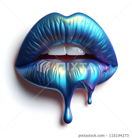 A captivating 3D illustration of a woman's royal blue lip. 118194273