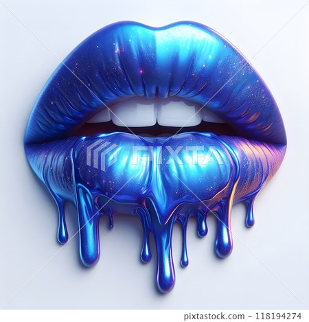 A captivating 3D illustration of a woman's royal blue lip. 118194274