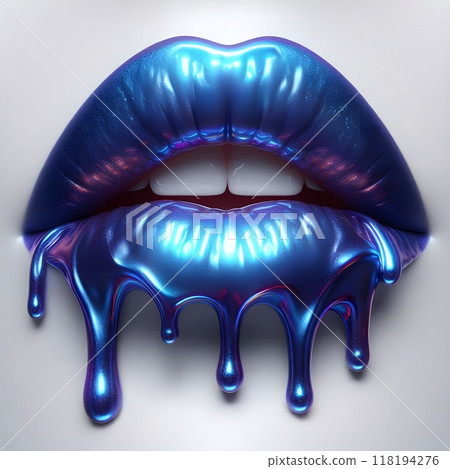 A captivating 3D illustration of a woman's royal blue lip. 118194276