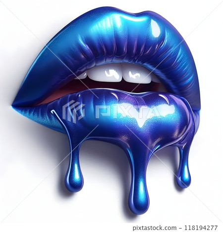 A captivating 3D illustration of a woman's royal blue lip. 118194277