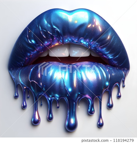 A captivating 3D illustration of a woman's royal blue lip. 118194279