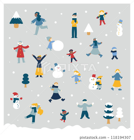 Winter and people illustration set 118194307