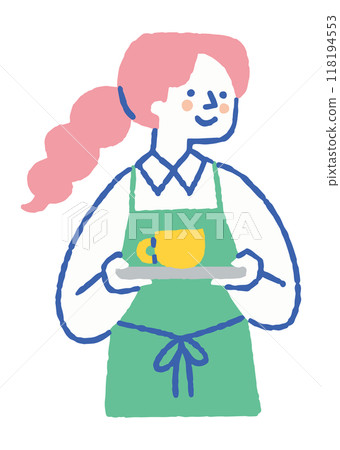 餐廳服務生端著飲料_color 118194553