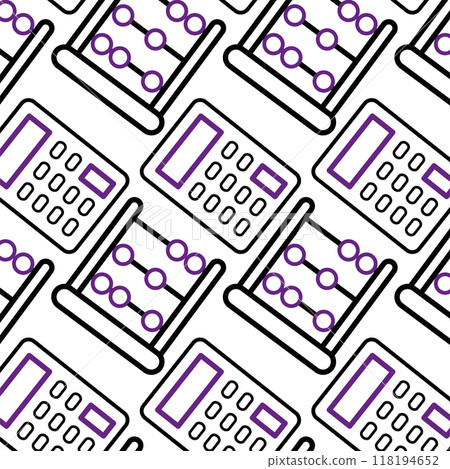 Pattern with calculators and abacus on white background Vector Pattern with calculators and abacus on white background Vector 118194652