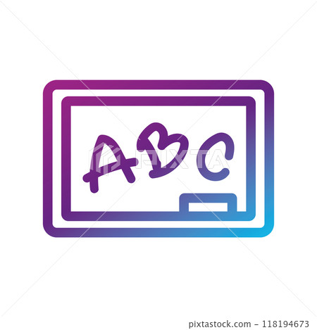 Gradient chalkboard icon with ABC text in purple Vector 118194673