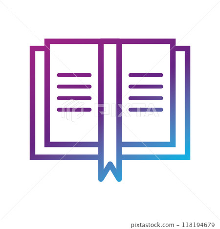 Gradient open book icon in purple and blue tones Vector 118194679
