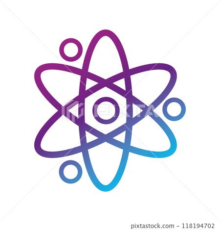 Gradient atom icon in purple and blue tones Vector 118194702