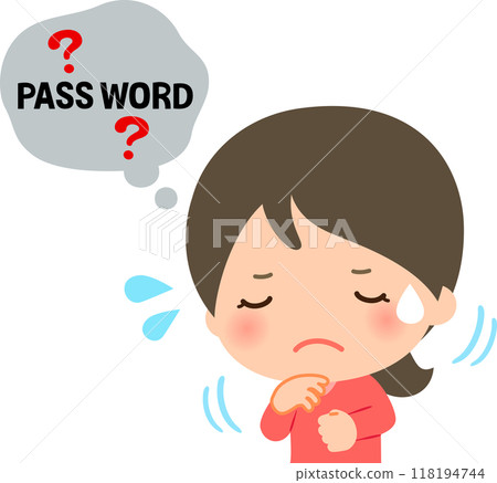 A woman who is thinking because she doesn't know her password A woman who is thinking because she doesn't know her password 118194744