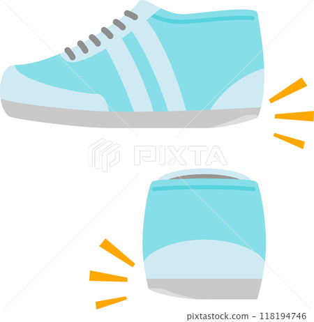 淺藍色鞋跟磨損的運動鞋 118194746