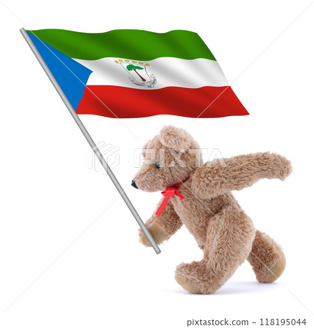 Equatorial Guinea flag being carried by a cute teddy bear 118195044