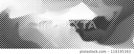 Abstract dotted distorted halftone texture. Pixelated smoke or liquid wavy flow background. Twisted grunge wave gradient pattern. Retro raster grit noise backdrop. Vector comic style overlay wallpaper 118195163
