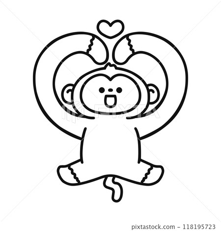 心形/猴子/線描 118195723
