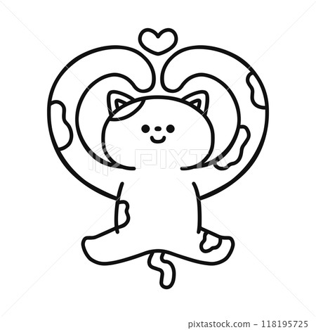 心，貓，線條畫 118195725