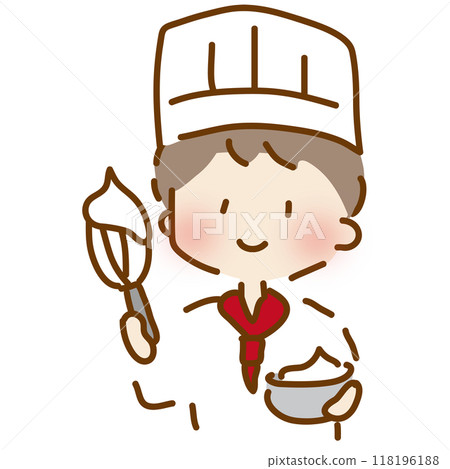 A cute and laid-back male pastry chef 118196188