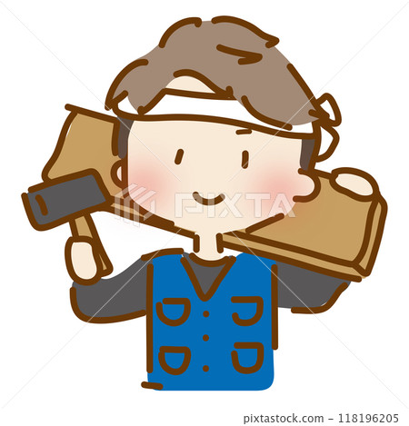 A cute and relaxed male carpenter A cute and relaxed male carpenter 118196205