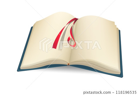 Realistic opened book with bookmark Realistic opened book with bookmark 118196535