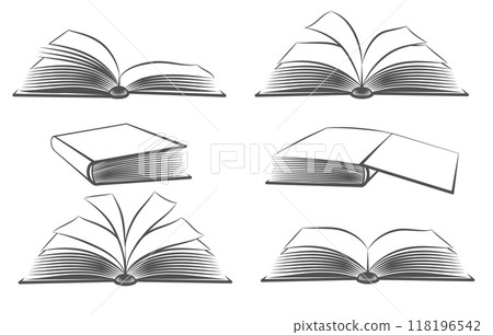 Opened and closed books engraving 118196542