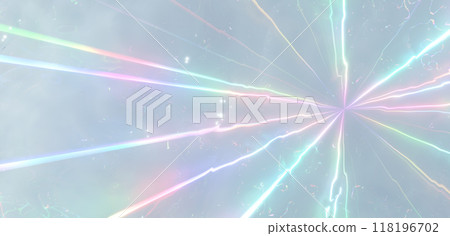 Colorful light radiating from the water surface. Bird's-eye view. Copy space. 3D (horizontal) 118196702