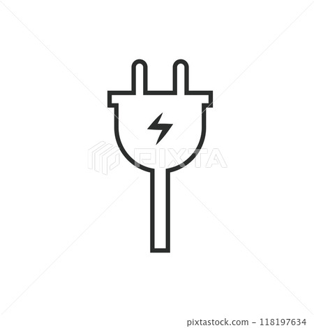 electric cord black line  icon 118197634