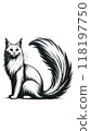 Monotone image of a Norwegian Forest Cat from Norway. Long-haired, cold-tolerant, and adventurous. 118197750