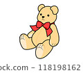 Red ribbon teddy bear, black border 118198162