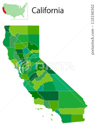 美國加利福尼亞州地圖圖標 118198302