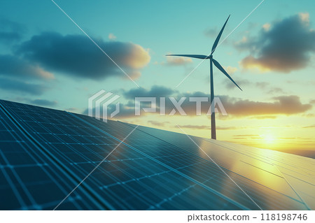 Wind power generation equipment and Solar panel by generative ai 118198746