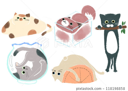 Melting cat and stretching cat Melting cat and stretching cat 118198858