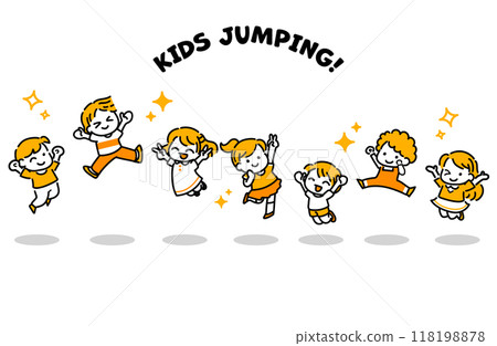 Cheerful children jumping 118198878