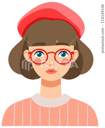 Girl with Red Glasses and Hat Girl with Red Glasses and Hat 118199106