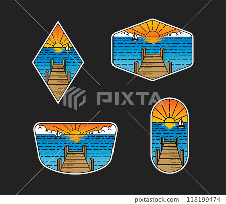 Set of vector line art outdoor designs Set of vector line art outdoor designs 118199474