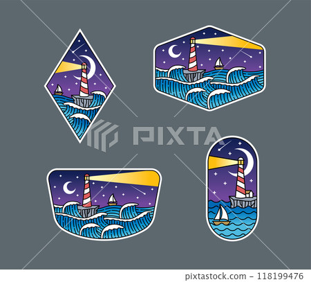 Set of vector line art outdoor designs Set of vector line art outdoor designs 118199476