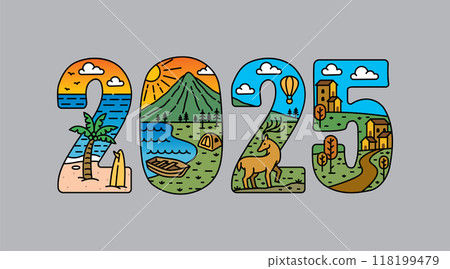 2025 typography design vector, for t-shirt, poster and other uses 2025 typography design vector, for t-shirt, poster and other uses 118199479