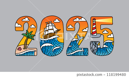 2025 typography design vector, for t-shirt, poster and other uses 2025 typography design vector, for t-shirt, poster and other uses 118199480