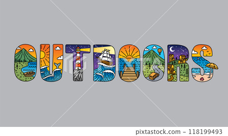 outdoors typography design vector, for t-shirt, poster and other uses outdoors typography design vector, for t-shirt, poster and other uses 118199493