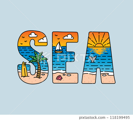 sea typography design vector, for t-shirt, poster and other uses sea typography design vector, for t-shirt, poster and other uses 118199495