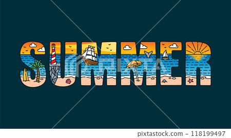 summer typography design vector, for t-shirt, poster and other uses summer typography design vector, for t-shirt, poster and other uses 118199497