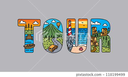 tour typography design vector, for t-shirt, poster and other uses tour typography design vector, for t-shirt, poster and other uses 118199499