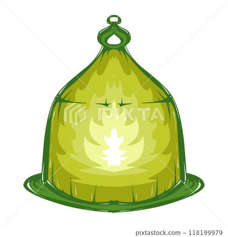 Illustration of a green lantern with a yellow flame on the theme of Ramadan, Eid al-Fitr and Eid al-Adha 118199979