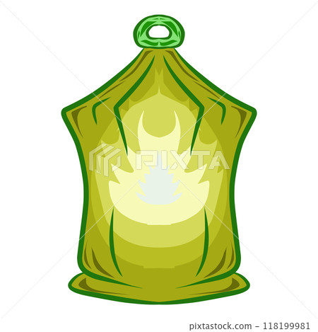 Illustration of a green lantern with a yellow flame on the theme of Ramadan, Eid al-Fitr and Eid al-Adha 118199981