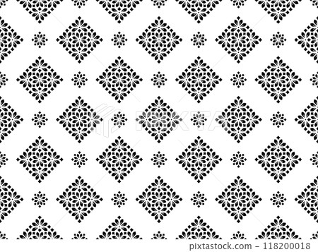 Flower geometric pattern. Seamless vector background. White and black ornament. 118200018