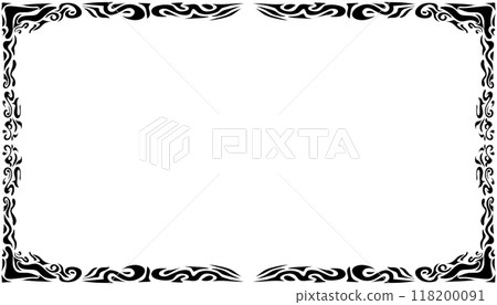 Illustration of a photo frame with a tribal design 118200091