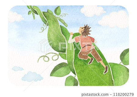 Fairy tale, old tale, Jack and the Beanstalk, watercolor illustration 118200279