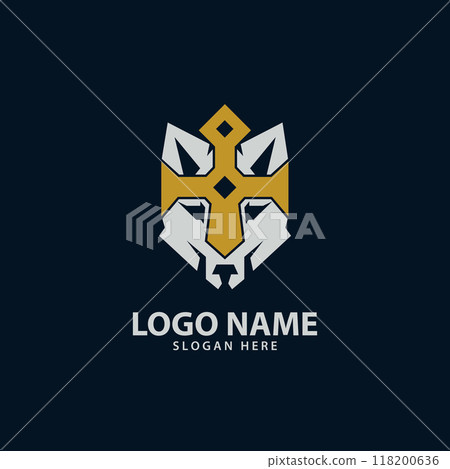 wolf king logo design vector 118200636