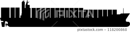 Container ship icon viewed from the side, transparent background Container ship icon viewed from the side, transparent background 118200868