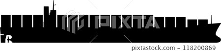 Container ship icon viewed from the side, transparent background 118200869